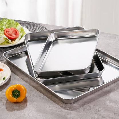LOLLICY Stainless Steel Baking Sheet & Rack Set (2/3/4/6/8pcs Options) 18x13in Pans & 16.73x12.2in Racks, Rust-Free, Heavy-Duty & Dishwasher Safe, Ideal for Holiday Cookie Baking (Christmas) & Daily Cooling/Grilling