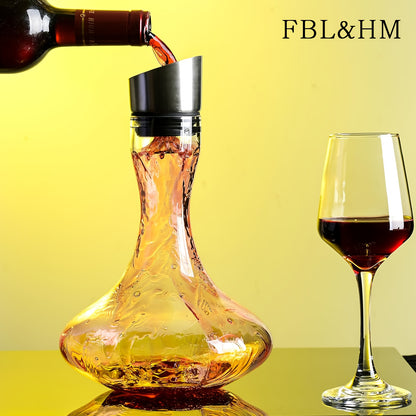 FBL&HM Elegant Red Wine Decanter Aerator Pourer - Made from 100% Hand-Blown, Clear Crystal Glass - Wine Carafe Bottle, a Perfect Gift for Wine Enthusiasts - 33.81oz Capacity