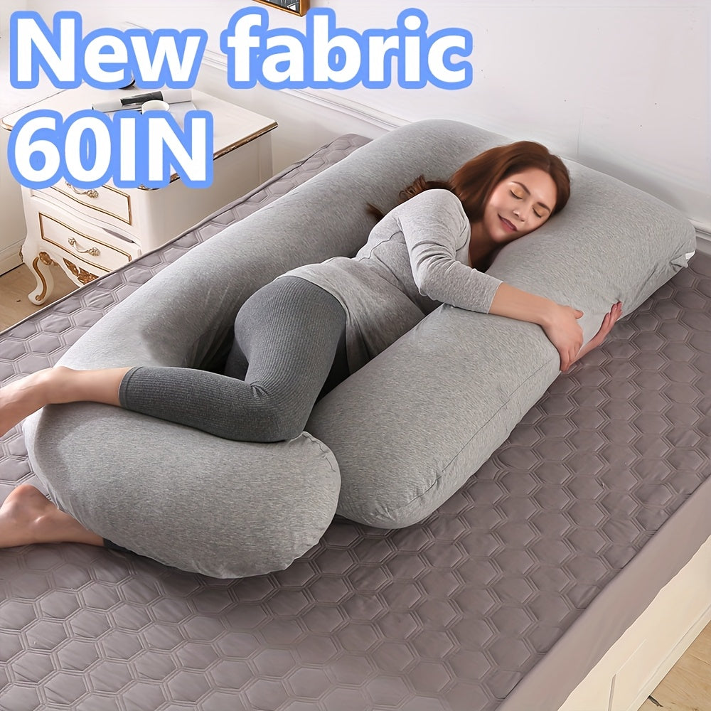 60-inch J-Shaped Full Body Pillow, Maternity Pillow, Maternity Full Body Pillow with Velvet Pillowcase, Full Body Pillow with Back, Leg, And Tummy Support, Helps Ensure Adequate, Comfortable Sleep, Halloween And Christmas Gift
