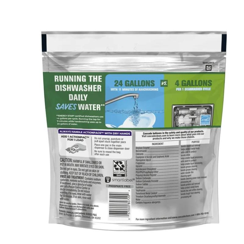 [2 Pack] Cascade Platinum Dishwasher Pods, Action Pacs Dishwasher Detergent Tabs, Fresh, 21 Count