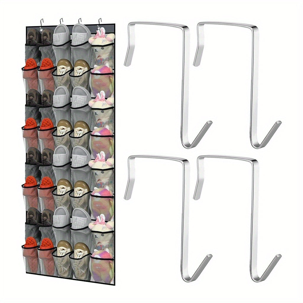 40-Pocket Over-The-Door Shoe Storage Solution with 4 Hooks - Durable Fabric Organizer for Saving Space in Closets And Entrances