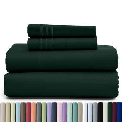 Hannah Bedding 4 Pieces Solid Colors Bed Sheets - 1800 Series Brushed Sheet Set With Pillowcases, Deep Pocket Bedding Set For Ultimate Comfort - Lightweight And Breathable Cooling Sheet Set - 16 Inches Deep Pocket