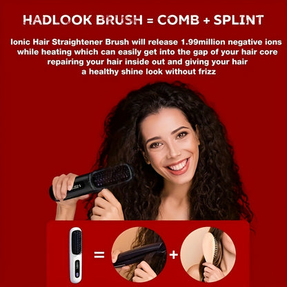 [USB Charging, Travel] Portable Wireless Hair Straightener Comb | USB Charging, 3-Speed Temperature Control, Negative Ion Technology, Long-Lasting Luster, LED Display, Lightweight, Perfect For Travel, Includes Comb And Clip