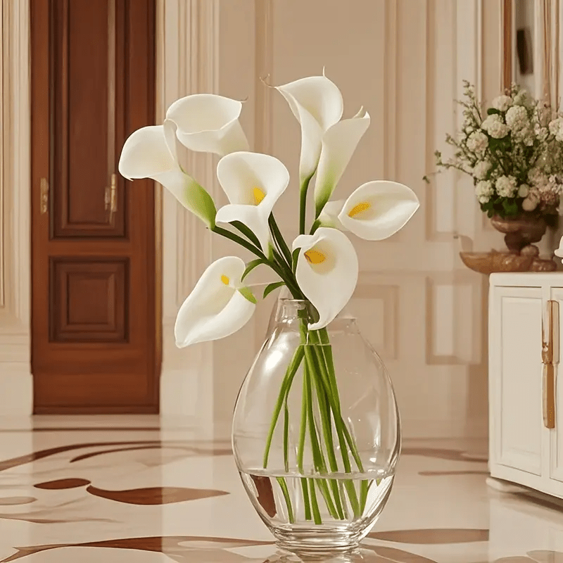 Eternal Lotus Flower Bouquet 20pcs – Horseshoe Lotus Artificial Flowers for Wedding Decoration, Home Floral Arrangements, Outdoor & Festival Decor – White, Black, Red & Orange (No Vase)