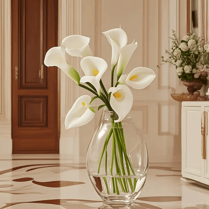 Eternal Lotus Flower Bouquet 20pcs – Horseshoe Lotus Artificial Flowers for Wedding Decoration, Home Floral Arrangements, Outdoor & Festival Decor – White, Black, Red & Orange (No Vase)