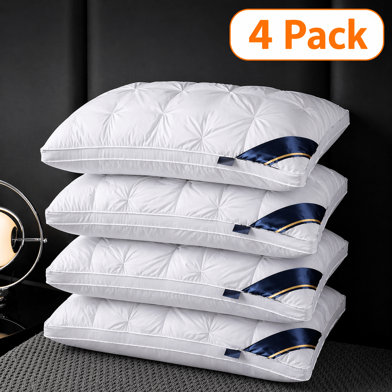 Luxury 5-Star Hotel Quality Pillow - Deep Sleep Neck Support, No Collapse All-Season Use, Machine Washable White Satin, Soft Polyester Fiber, Zipper Closure, Modern Design for Home & Hotel Use, Hotel Pillow, Sleek Pillow, Durable Pillow, Pillow For Sleepi