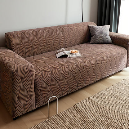 1pc Modern Jacquard Sofa Cover, Elastic Polar Fleece Artistic Style, Slip-Resistant And Durable, All-Season Furniture Protector for Living Room, Office, Bedroom Includes Matching Pillow Covers, Free Same Style Pillowcase: 1pc