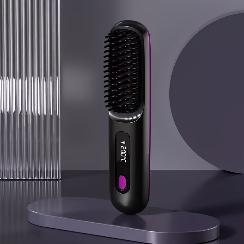 Portable Cordless Hair Straightening Brush, Mini Rechargeable Straightening Comb For Travel And Daily Styling