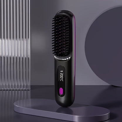 Portable Cordless Hair Straightening Brush, Mini Rechargeable Straightening Comb For Travel And Daily Styling