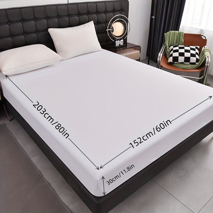 1pc Waterproof Fitted Sheet - Soft, Comfortable, Breathable Solid Color Mattress Cover, Ideal For Bedroom, Guest Room, Machine Washable Polyester Fabric, Breathable Liner, No Print Design, Dorm Room Essentials | Modern Aesthetic | Smooth Texture