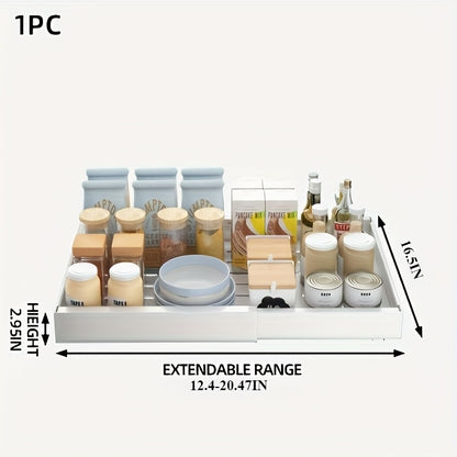 1pc or 2pcs Heavy-Duty Adjustable Pull-Out Cabinet Organizer - Under Sink/Countertop Storage, Expandable Drawer Organizer (12.59-20.47 Inches), Space-Saving Kitchen Organizer for Pots, Pans, Spices, Utensils - Easy Assembly, Powder-Coated Finish - Ideal f