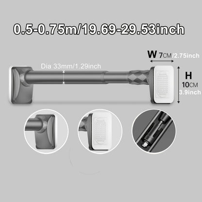 15.75inch - 196.85inch No Drilling Curtain Rail 33Mm Diameter Telescopic Shower Curtain Rod, Extendable Telescopic Rod, Long Adjustable Curtain Rod for Large Windows