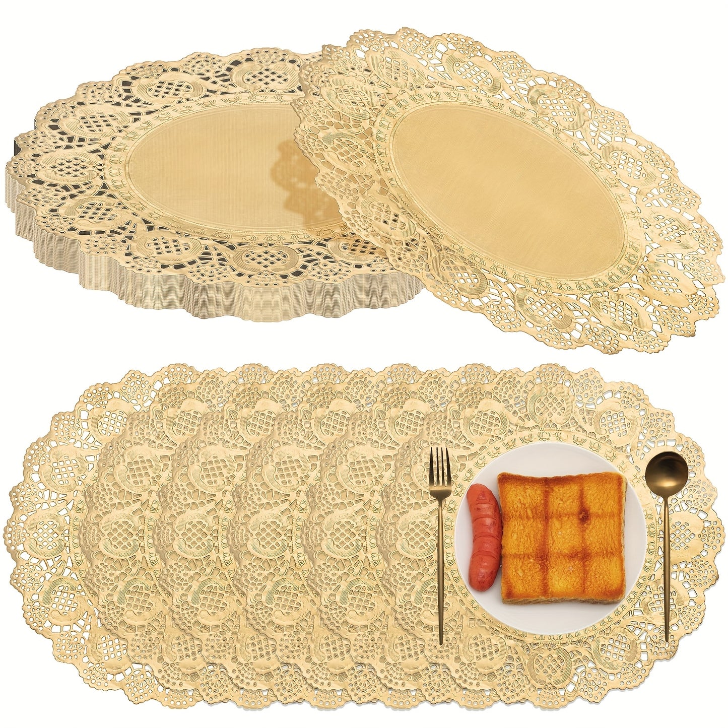 200pcs Paper Doilies for Tables Lace Round Paper Placemats Decorative Disposable Placemats Doily Pad for Dinner Plates Dessert Crafts Wedding Tableware(12 Inch)