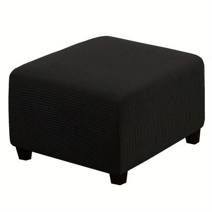 Classic Elastic Square Ottoman Footstool Cover - Slipcover with Grip Polyester, Stretch Protector, And Elastic-Band Closure - Machine Washable - Home Office Decor - 1pc