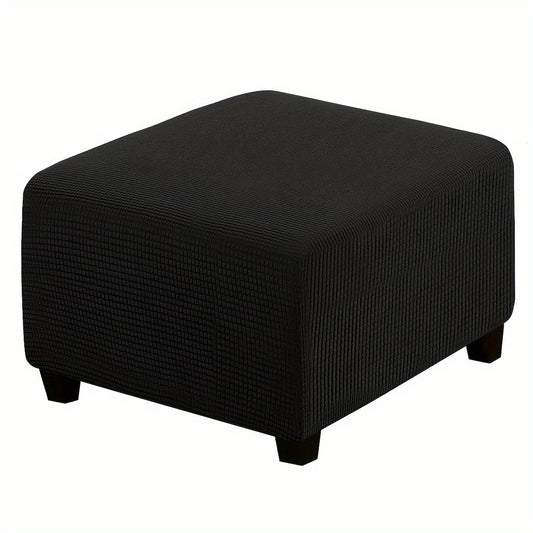 Square Ottoman Cover Elastic Stretch - Polar Fleece Footstool Slipcover with Elastic Band Closure Machine Washable for Home Office Decor, 6 Colors L XL