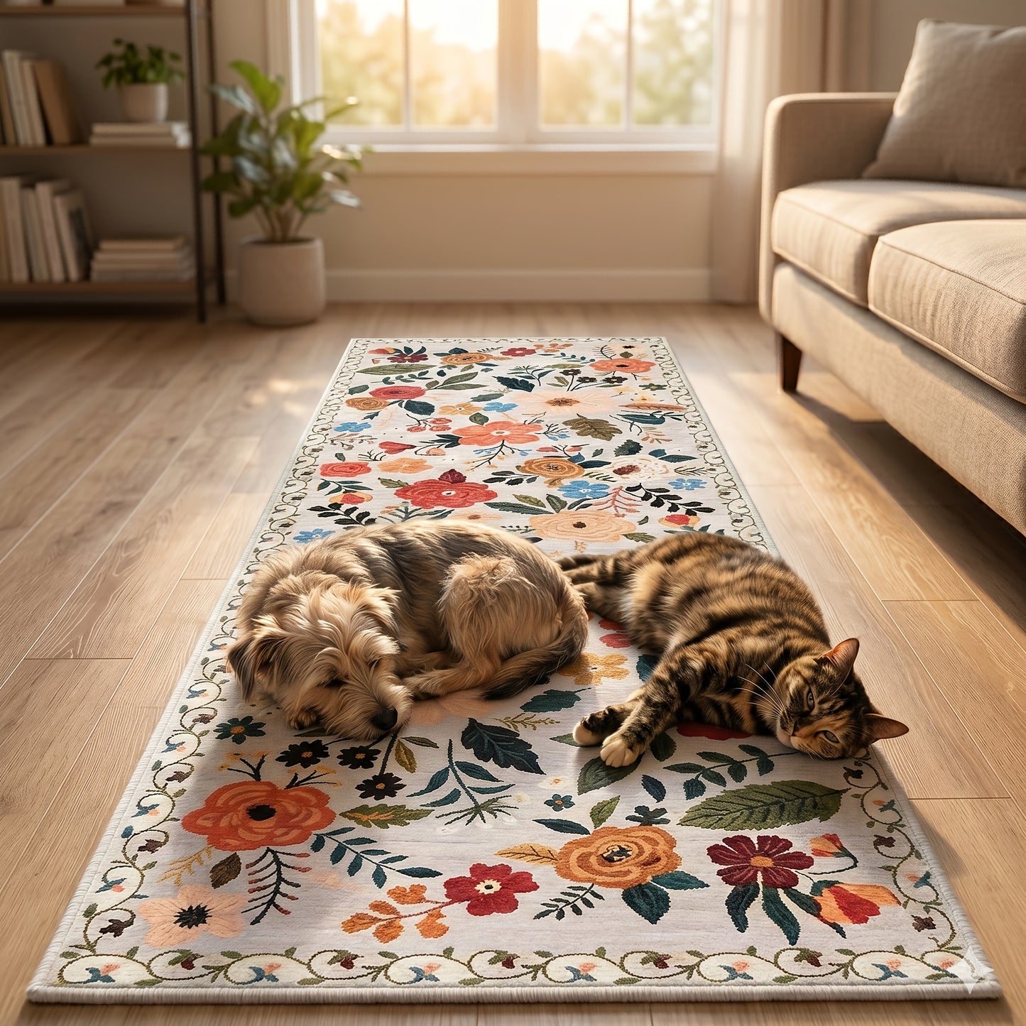 1pc Premium Soft Plush Floral Bedroom Runner Rug, Soft Machine Washable Kitchen Mat - Non-Slip Indoor Doormat for Entryway, Laundry, Bathroom, Kitchen & Living Room - Easy Clean & Hand Washable - Home Decor Mat