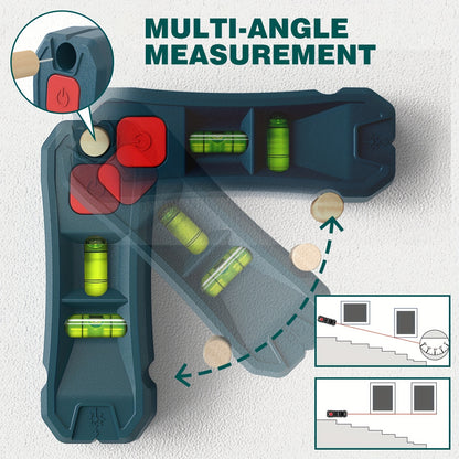 1-Pack Magnetic Stud Finder with Laser Level for Hanging Pictures and Home Renovation, Horizontal and Vertical Bubble Level Detector for Drywall and Wood Walls, Detects Nails Using the Magnet on the Back, No Display, No Sound