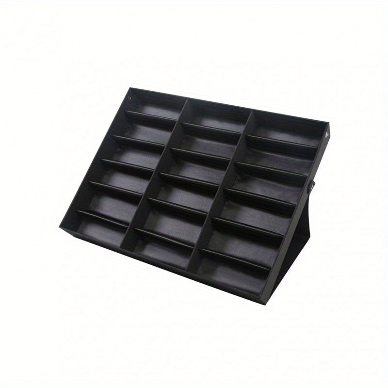 Eyeglass Storage Box, 18-grid Eyeglass Display Box Display Rack Storage Box Velvet Eyeglass Collection Display Rack Storage Box Jewelry Tray Black and White