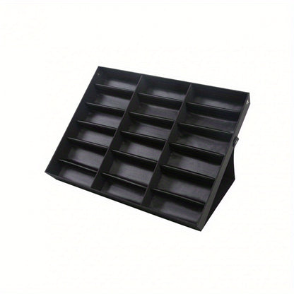 Eyeglass Storage Box, 18-grid Eyeglass Display Box Display Rack Storage Box Velvet Eyeglass Collection Display Rack Storage Box Jewelry Tray Black and White