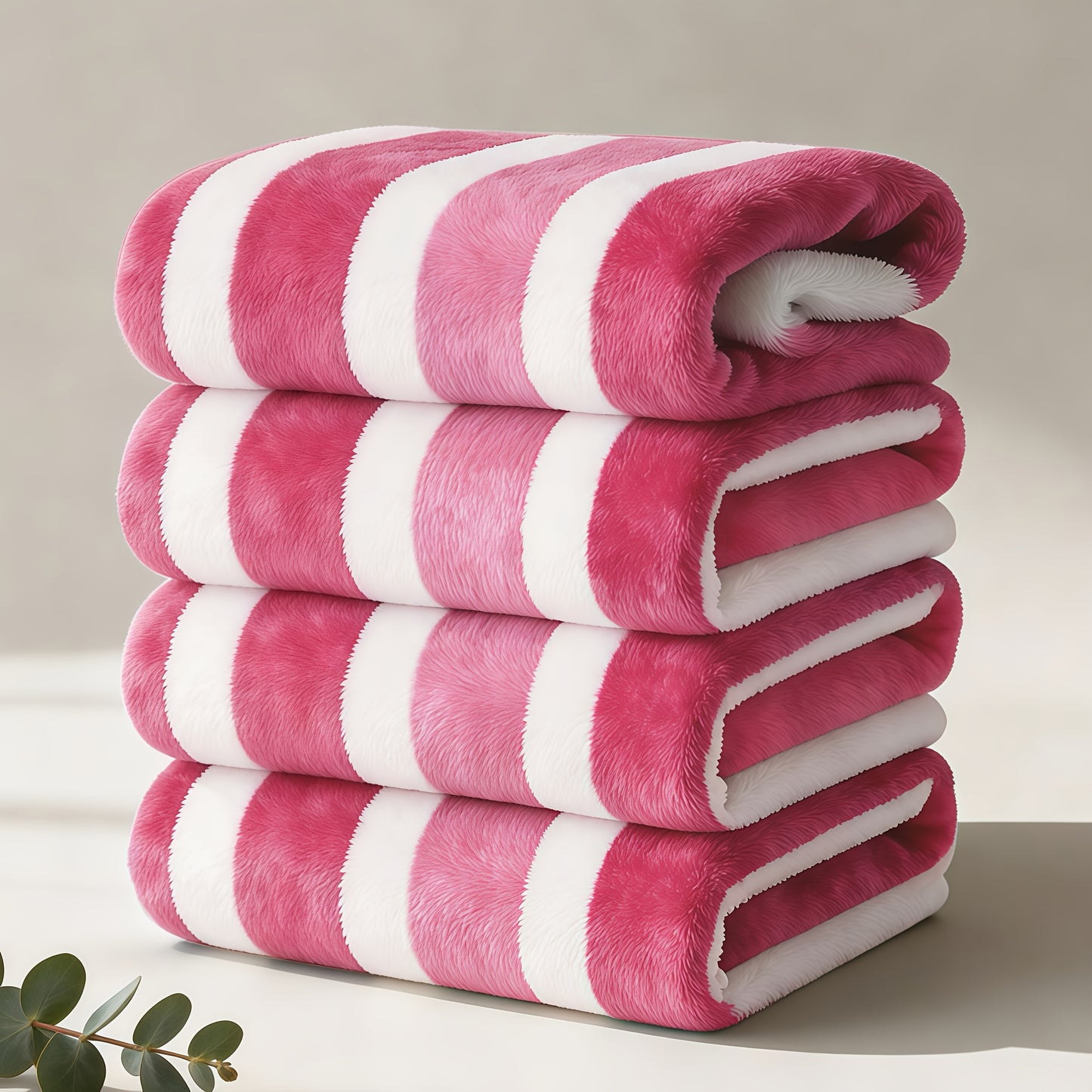1/4pcs Bath Towel Set, No Hair Loss, Highly Absorbent And Quick-Drying | Ultra-Soft Microfiber Beach Towels for Adults, Two-Color Striped Interval Bath Towels Perfect for The Beach, Spa, Gym And Home Bathroom Essentials - 27 X 55 Inches