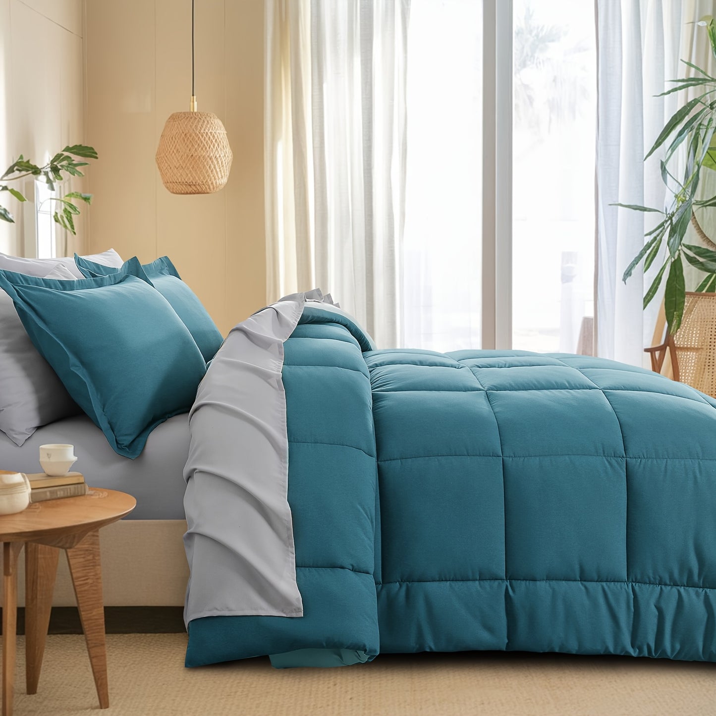 7pcs Comforter Set-Luxury Soft Fluffy Bedding With 1 Comforter, 1 Fitted Sheet, 1 Flat Sheet, And 4 Pillowcases & Pillow Cover-All Season Quilte Set Queen, Hypoallergenic, Breathable, Easy Care, Valentine'S Day Bed In A Bag, Gifts For Her