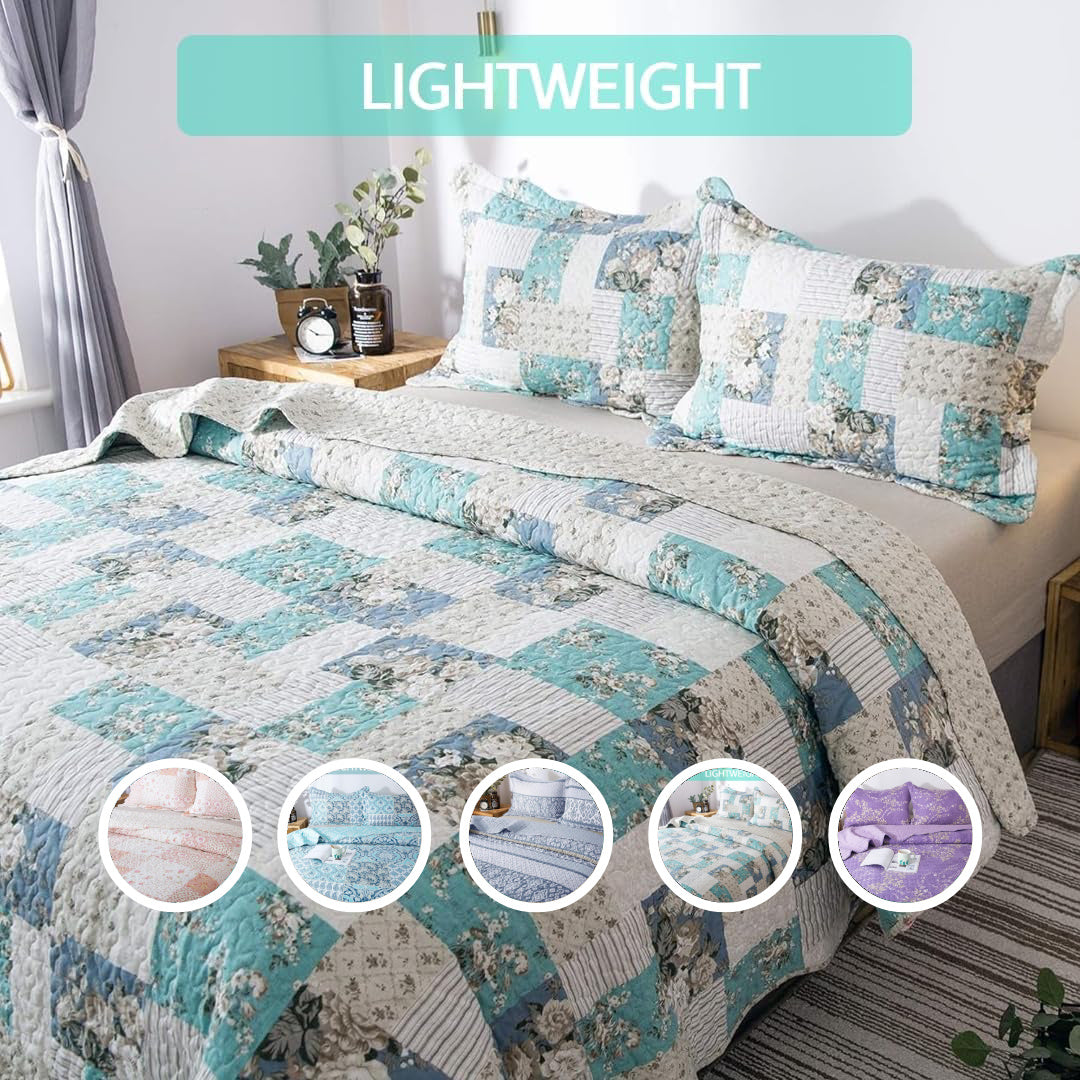 2/3pcs Light Floral Quilt Set, Cute Print All Season Lightweight Bedspread Coverlet Sets - Hypoallergenic and Breathable for Home, Bedroom, Guest Room, Camper, Cabin, RV, College Dorm - Shabby Chic