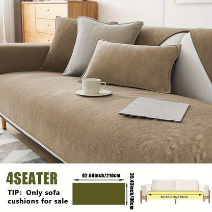 1pc of Pet-Friendly Chenille Ribbed Sofa Cover That Is Non-Slip And Machine Washable, Made from Soft Stretch Fabric Suitable for 2, 3, Or 4-Seater And Sectional Sofas. It Enhances Contemporary Home Decor in Living Rooms, Bedrooms, And Offices