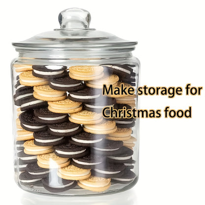 2 Glass Pantry Jars with Flip-Top Lids for Pantry And Countertop - Hand Wash, Reusable Round Containers for Cookies, Candy, Pasta - Set Of 2, Pantry Organization, Glass Storage Jars, Round Pantry Containers, Flip-Top Lid Design