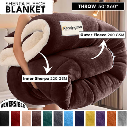 480GSM Heavy Sherpa Fleece Blanket – Double-Sided Warm Throw for Couch, Bed, Office and Travel, Reversible All Season Comfort, Room & Sofa Decoration, Holiday Gift, Sofa Blankets
