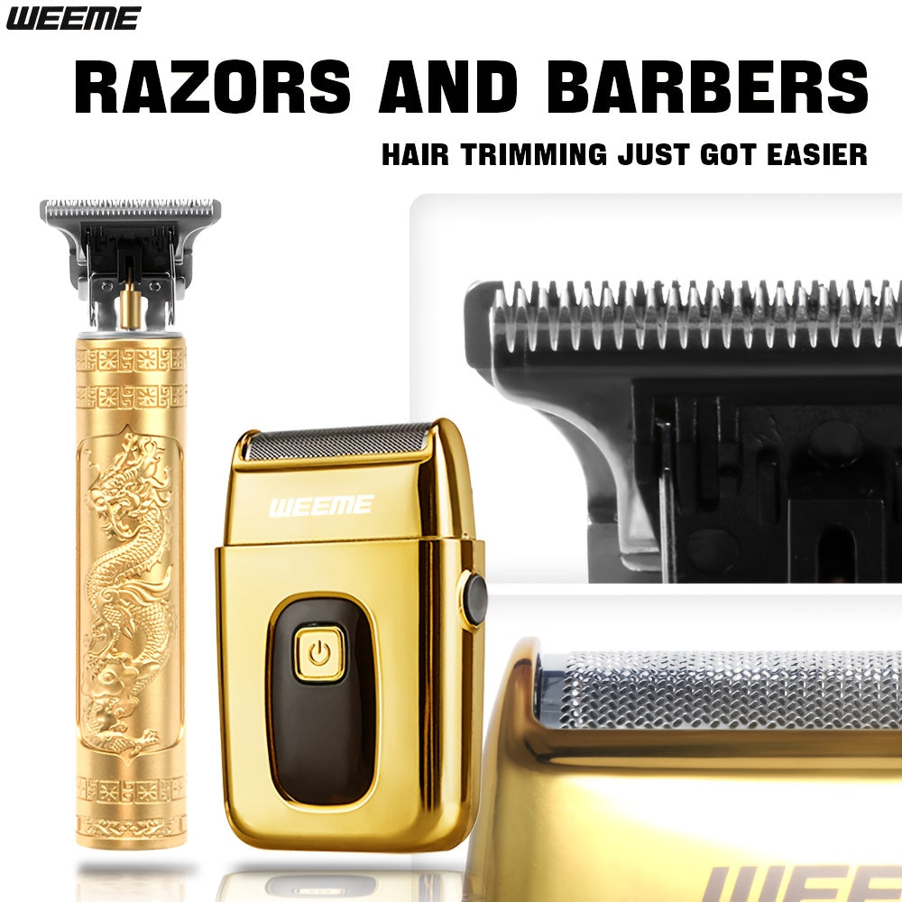 WEEME 2pcs Men'S Electric Hair Trimmer, Facial Hair Trimmer, Short Beard Trimmer. A Fine Electric Hair Trimmer And Short Beard Shaver. Haircuts, Shaving, Hair Trimming And Styling. It Can Be Used for Both Home And Car Travel