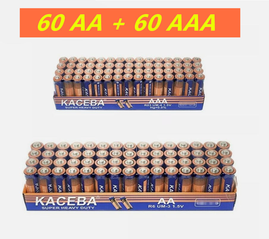 60 AA and 60 AAA Batteries 1.5v. Wholesale Lot New Fresh Low draining devices, Remotes, Clocks, Lamps