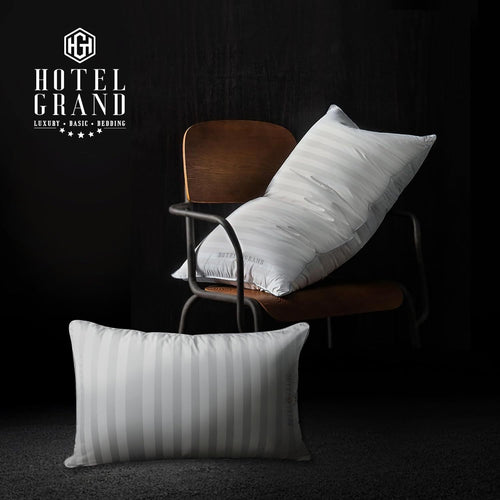 Hotel Grand White Feather Down Queen Size Pillows Set of 2, 500 Thread Count Bed Pillows Soft Hypoallergenic 100% Cotton Breathable Hotel Collection Back/Side Sleeping Bed Pillows, 2 Packs