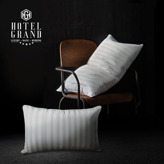 Hotel Grand White Feather Down Queen Size Pillows Set of 2, 500 Thread Count Bed Pillows Soft Hypoallergenic 100% Cotton Breathable Hotel Collection Back/Side Sleeping Bed Pillows, 2 Packs