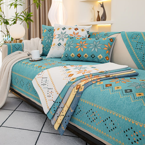 1pc of Bohemian-Style Sofa Mat Suitable for Any Season, Featuring a Easy And Modern Design, Pet-Friendly Materials, And Resistance to Slipping And Scratching, Serving As a Protective Cover for Home Decor