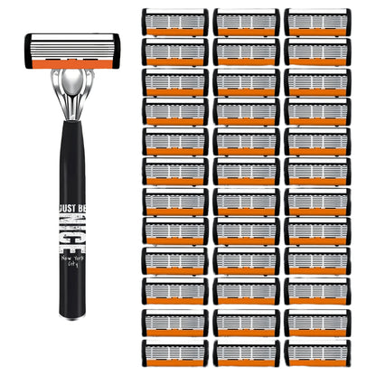 2 Handles And 36 Blades, Men'S Safety Razor, Perfect for Shaving And Grooming Beards, Non-Slip Grip, Great Gift for Men