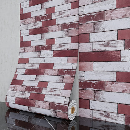 3D Brick Foam Wallpaper Self Adhesive Peel and Stick Wall Panels Waterproof PVC Rustic Brick Pattern Home Bathroom Kitchen Wall Decor Blue Brown Red 17.5in Wide