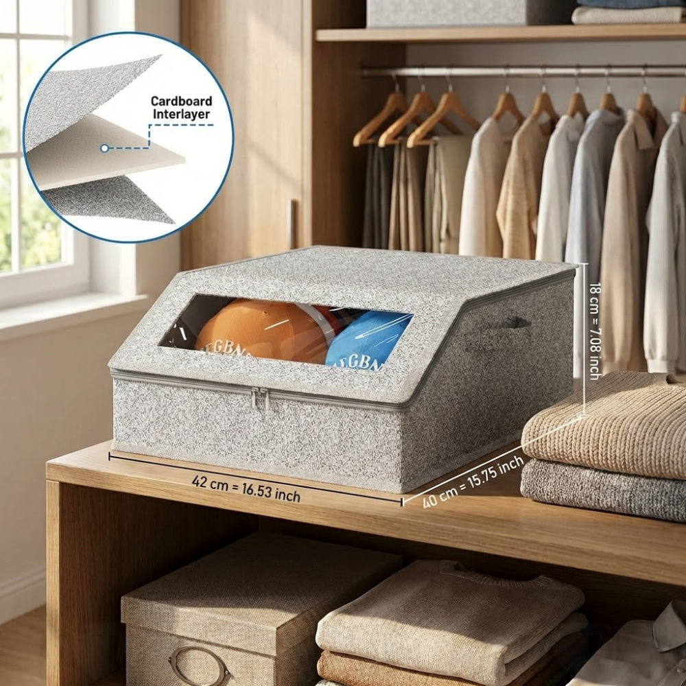 Baseball Cap Organizer for Closet, Large Hat Storage Box with Clear Windows, Sturdy Hat Rack Holder Fits up to 24 Ball Caps, Dustproof Hat Box with Cardboard Inserts for Men& Women
