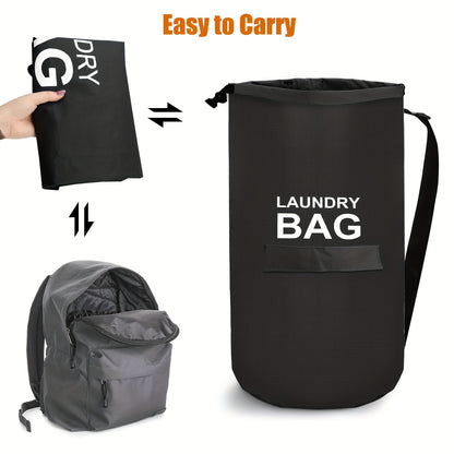 Large Laundry Bag, Portable Laundry Backpack with Adjustable Shoulder Strap, Foldable Laundry Basket for Travel Storage