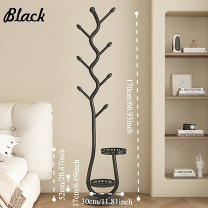 Elegant Freestanding Metal Clothes Rack with Shelf - Multifunctional Vertical Garment Organizer, Mobile Design for Home Organization - Ideal for Coats, Hats, Scarves & More