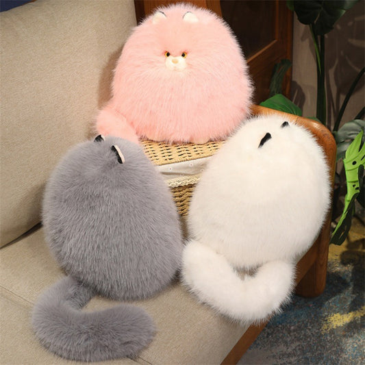 Silly Cat Plush Pillow, Long-haired Hug Pillow for Sleep, Comforting Cat Gift.