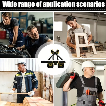 Classic Yellow And Black Color Scheme - Durable Construction - Large Capacity Multi-functional Tool Belt - Easy to Use - Lightweight - Wear-resistant And Durable - Suitable for Automotive Mechanics And Gardening Professionals.