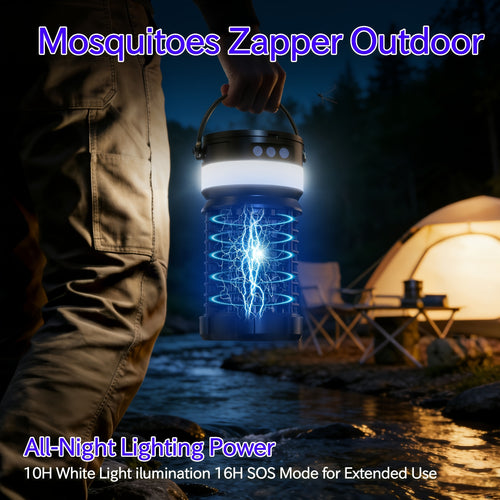 Dual Solar Bug Zapper Outdoor, Mosquito Zapper, Electric Fly Zapper, Mosquito Killer, Flying Insects Zapper, 4000mAh Rechargeable & UV Light Attract, Remote Control, Night Light Mode, For Indoor Outdoor Patio, Mosquito Fly Gnat Fly Trap