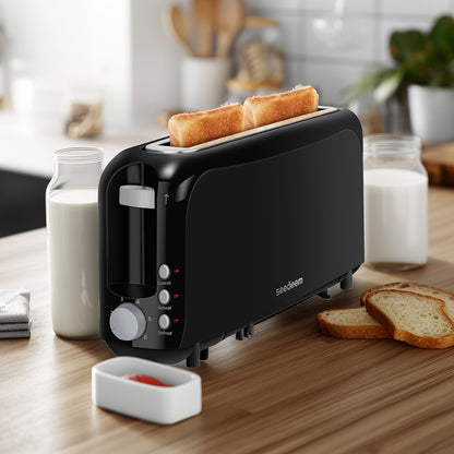 Slim Toaster 2-Slice Long Slot – 1.45" Wide Slot, 6 Shade Settings, Cancel/Reheat/Defrost, 750W, Removable Crumb Tray | 6 Colors