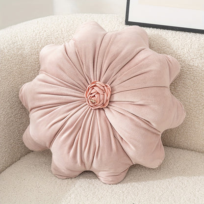 Round Flower Shaped Throw Pillow with Insert 16 Inch Soft Knit Decorative Cushion Machine Washable Zipper for Sofa Bed Car Home Decor 5 Colors