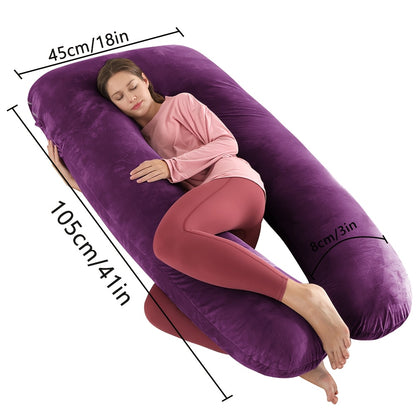 60-inch J-Shaped Full Body Pillow, Maternity Pillow, Maternity Full Body Pillow with Velvet Pillowcase, Full Body Pillow with Back, Leg, And Tummy Support, Helps Ensure Adequate, Comfortable Sleep, Halloween And Christmas Gift