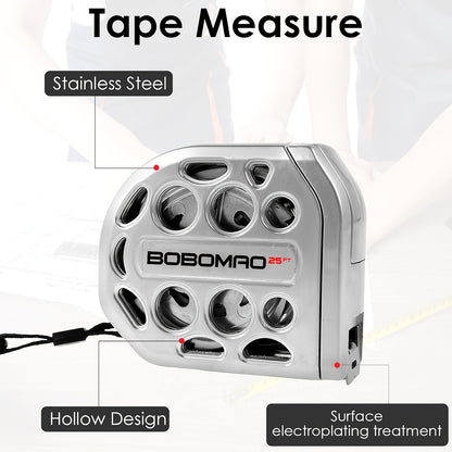 25ft New Desian Hollow Auto Lock Tape Measure, Anti-Fall Wear-Resistant Stainless Steel Tape Measure, Clear Scale, Hollow Desian Titanium Waterproof Measuring Tape with Magnetic Bottom