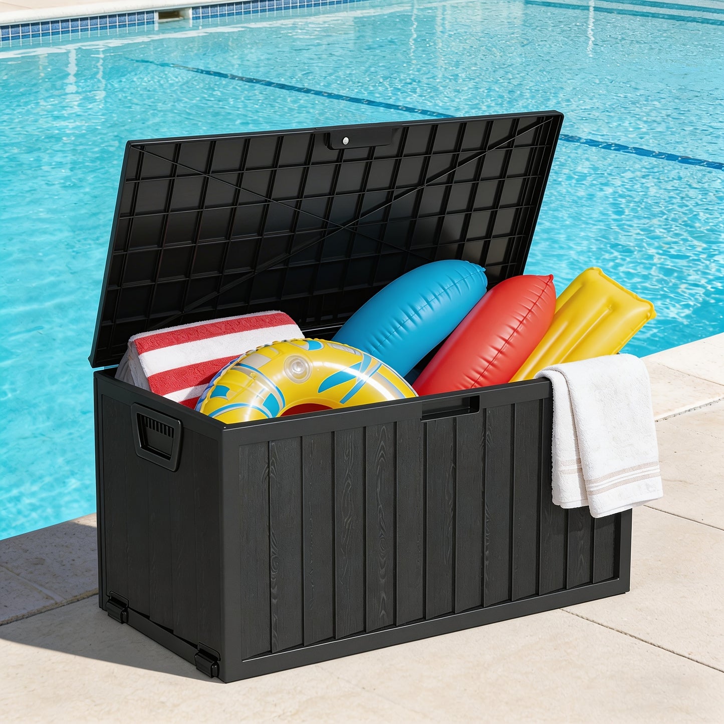 75/35 Gallon Outdoor Storage Box Waterproof Deck Box With Handles & Wheels, Large Patio Furniture Storage Cabinet For Pool Accessories, Tool Chests Easy - Assembly Rack System, Garden Tools Garage Mounted Storage Systems, Cabinet, Rack For Outdoor