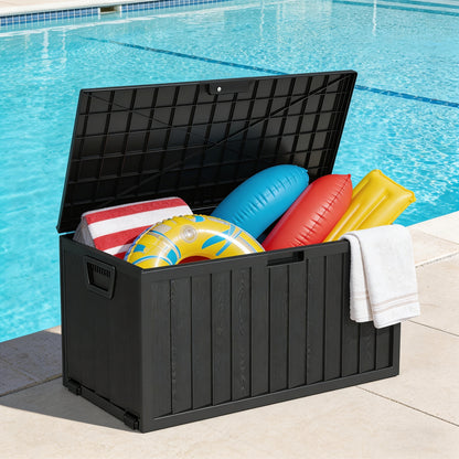 75/35 Gallon Outdoor Storage Box Waterproof Deck Box With Handles & Wheels, Large Patio Furniture Storage Cabinet For Pool Accessories, Tool Chests Easy - Assembly Rack System, Garden Tools Garage Mounted Storage Systems, Cabinet, Rack For Outdoor