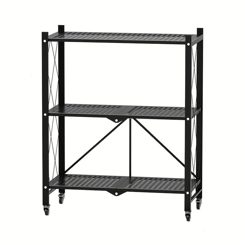 3/4/5-Tier Unassembled Storage Rack, Equipped with Wheeled Multi-Layer Storage Shelves, Portable Floor-Standing Versatile Miscellaneous Storage Rack, Foldable Magazine Rack, Storage Additions, Utility Racks