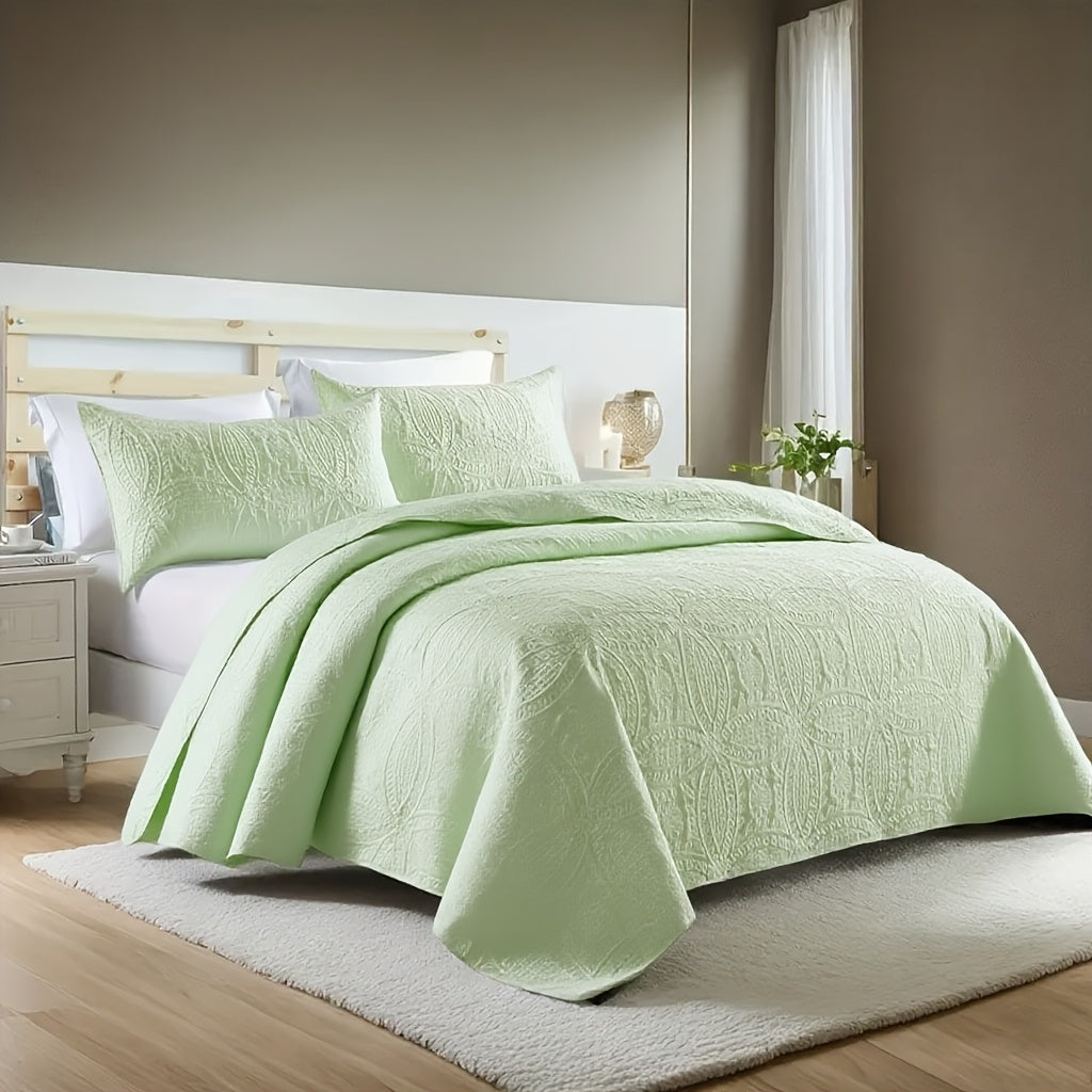 3pcs Bed Quilt Set, Bedding Set Soft Comfortable for Bedroom, Guest Room (1*Bed Quilt + 2*Pillowcases, Without Core)